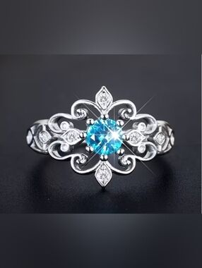 ❤️ $9 Each Or Bundle 4/$20 Classic Silver Filigree Ring with Blue Center Stone